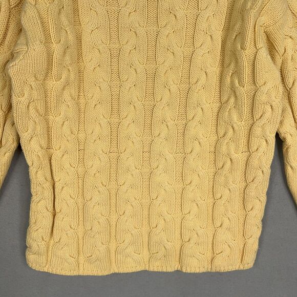 Vintage Eddie Bauer Sweater Womens Small Yellow Cable Knit Pullover Minimal Prep - Picture 8 of 12